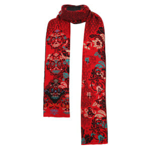 IVKO Wool Shawl Scarf Floral Pattern 82547 - Cherry Red 