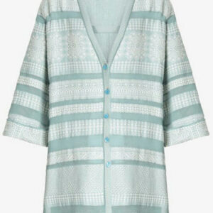 ivko ladies spring long geometric jacket 191601 086 aqua product