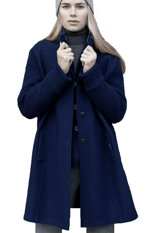 Geiger 19010 Rib Sleeved Boiled Wool Coat in Polar Blue 648