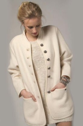 geiger of austria ladies boiled wool smiley car coat style 65220 in winter white 329