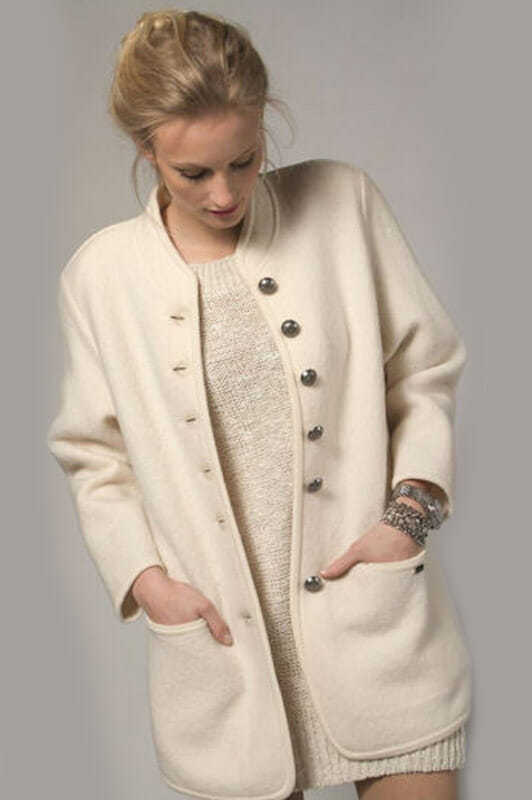 geiger of austria ladies boiled wool smiley car coat style 65220 in winter white 329