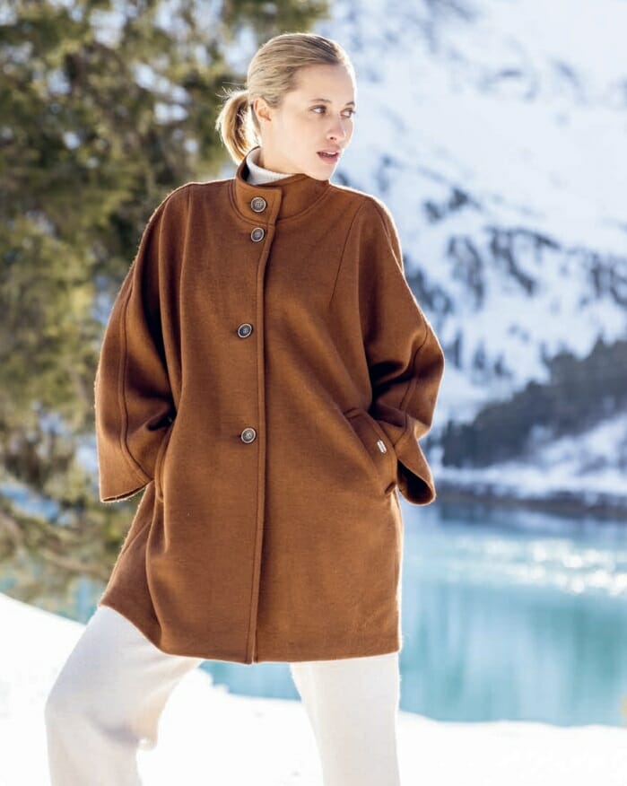 Geiger 57280 DIANA Classic Boiled Wool Cape Coat in CHESTNUT