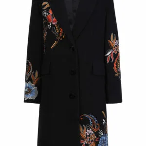 IVKO 232701 BOILED WOOL EMBROIDERY Coat in Black 019