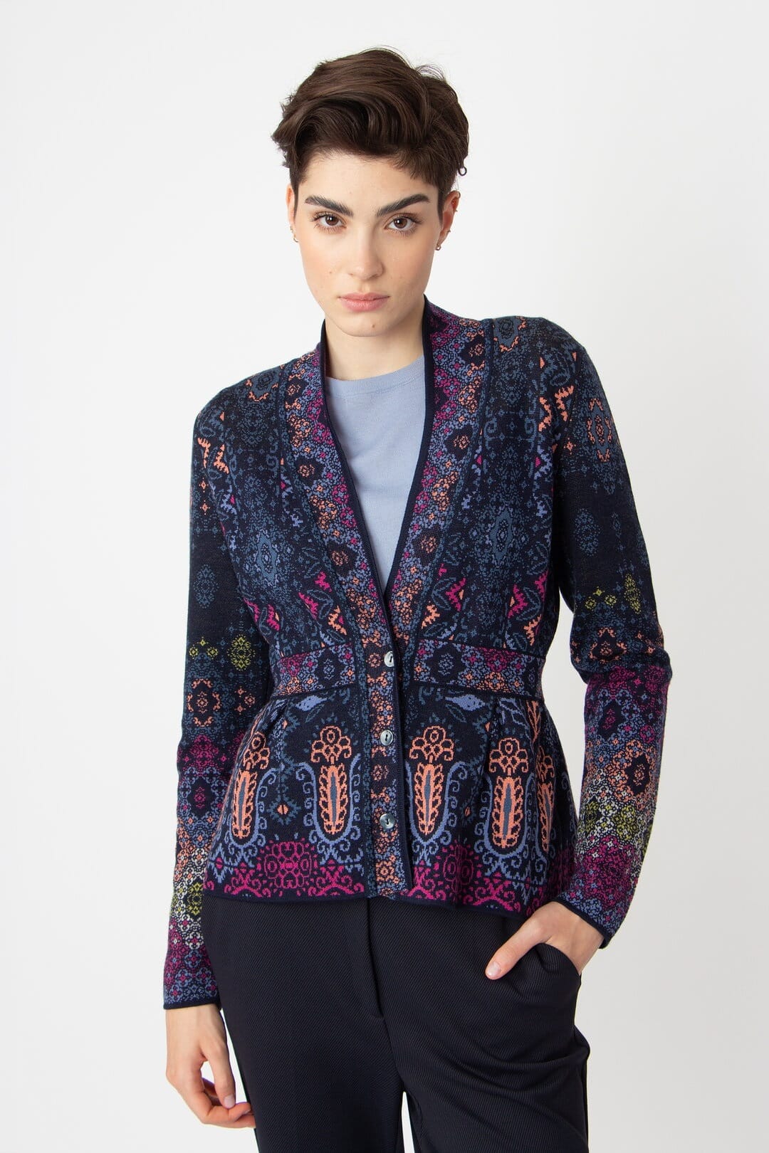 【Eaphi】big collar botanical half jacket IVKO 242712 ORNAMENT Jacket in ANTH, PLM or BL - AlpenStyle